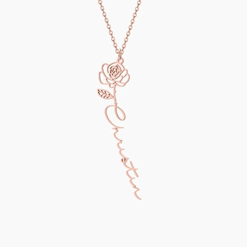 Personalized Name and Birth Flower Necklace