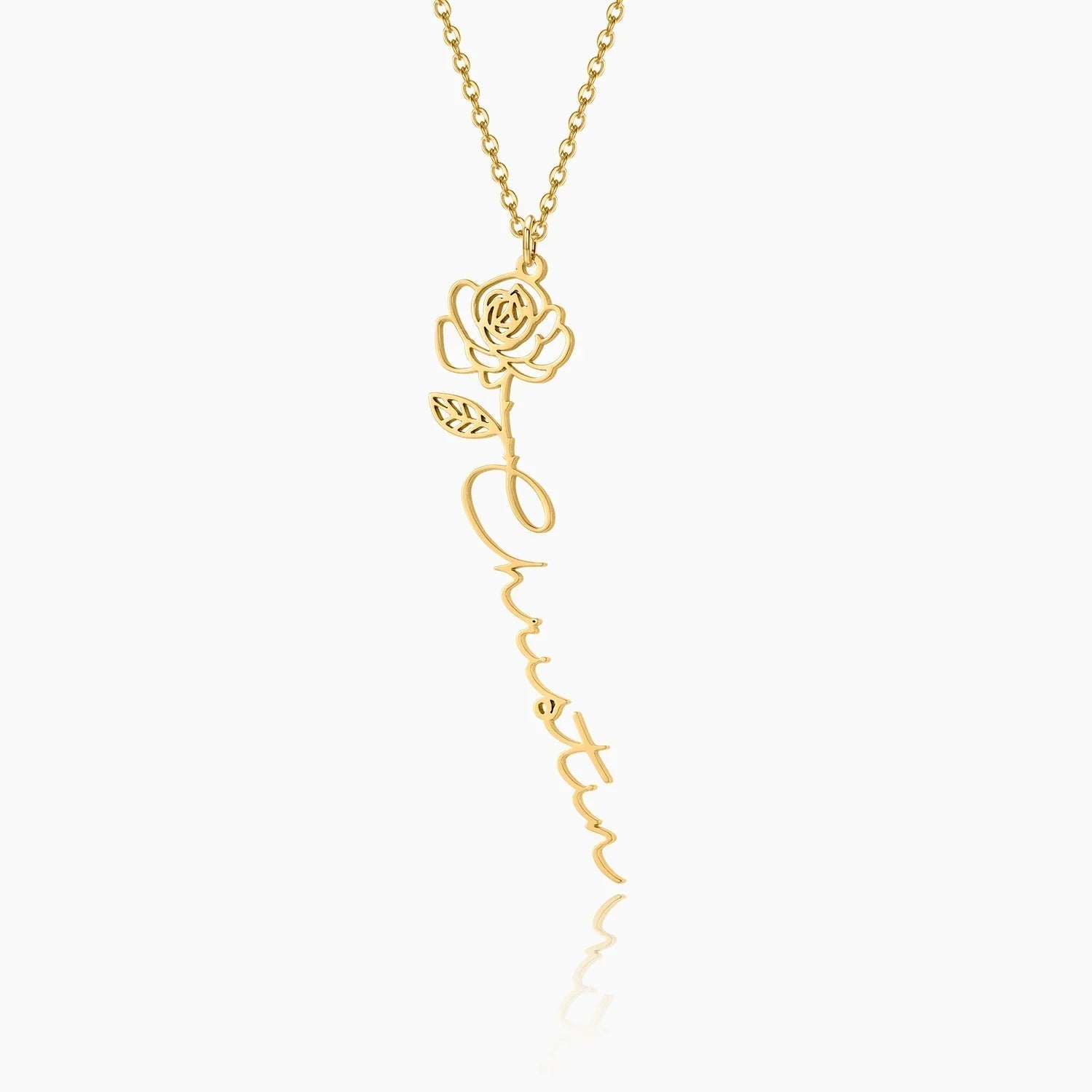 Personalized Name and Birth Flower Necklace