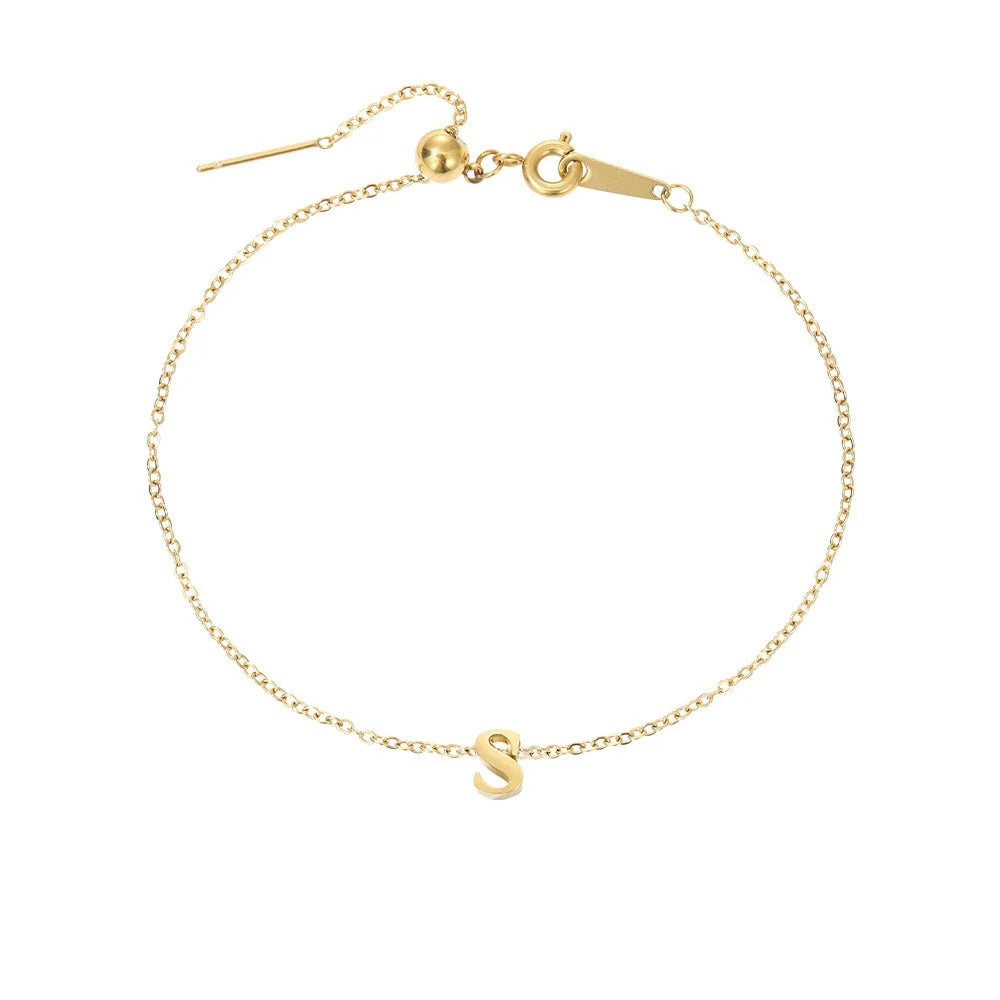 Gold-Plated Bracelet with Letter A-Z – Personalized Initial Jewelry