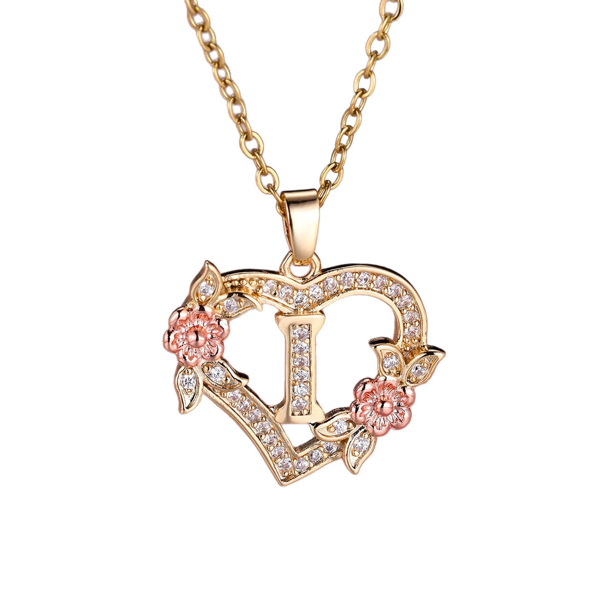 Personalized Necklace with an Initial in a Floral Design