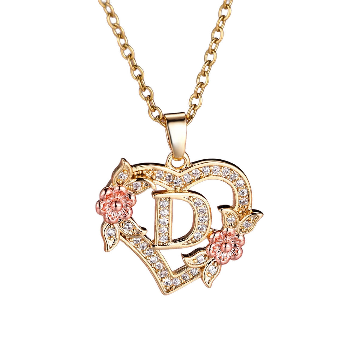 Personalized Necklace with an Initial in a Floral Design
