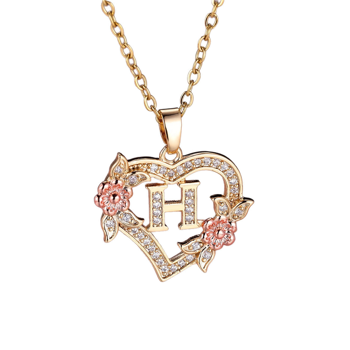 Personalized Necklace with an Initial in a Floral Design