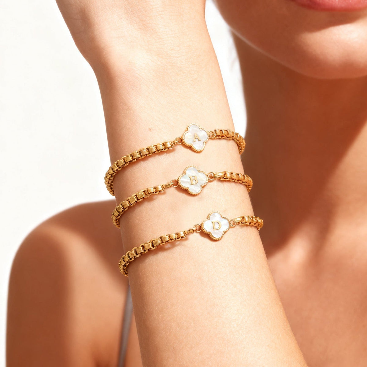 Bracelet with an Initial and a Clover
