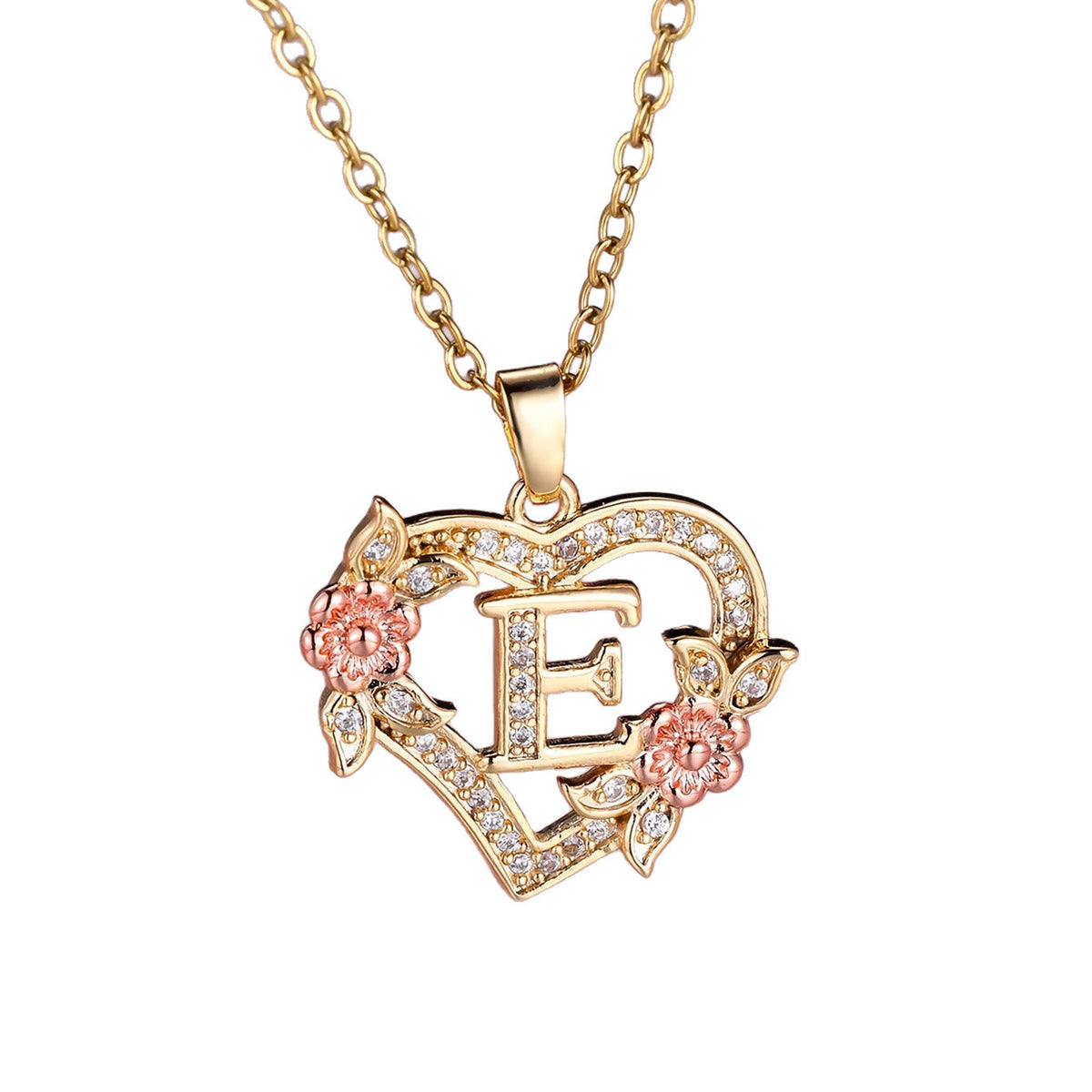 Personalized Necklace with an Initial in a Floral Design