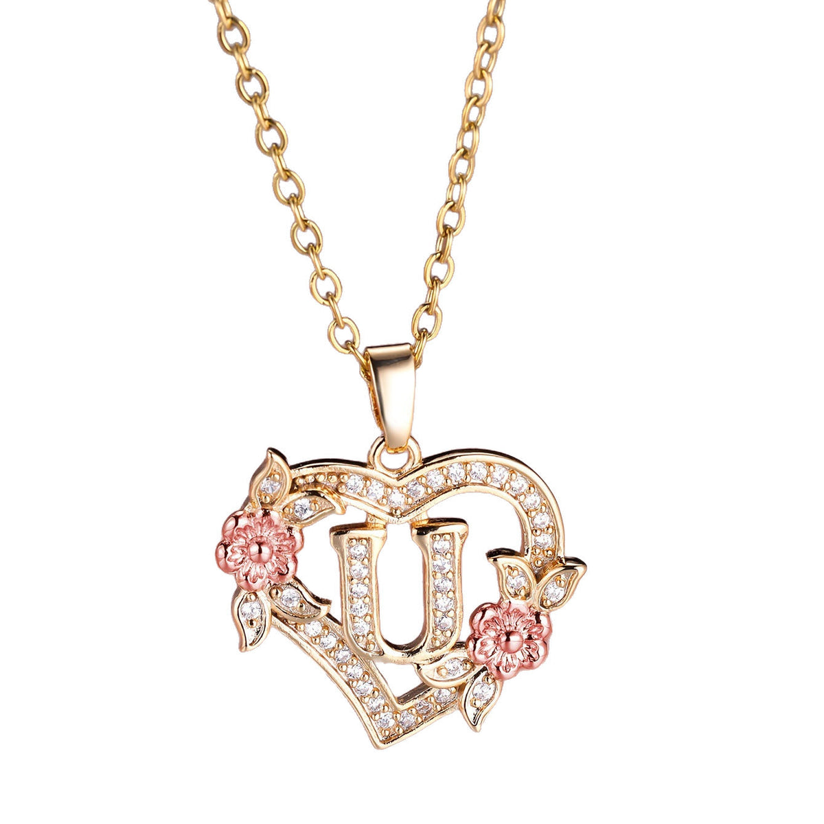 Personalized Necklace with an Initial in a Floral Design