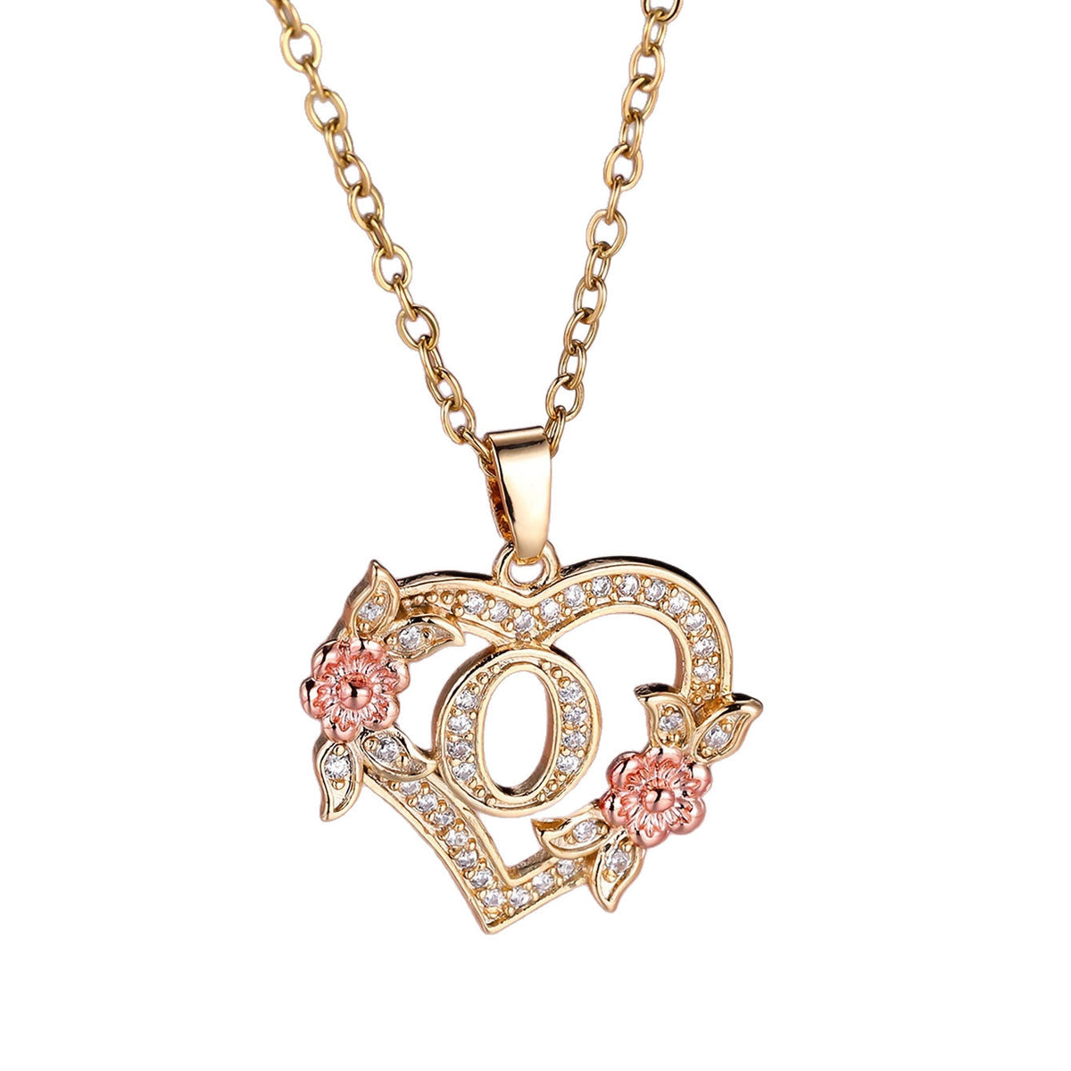 Personalized Necklace with an Initial in a Floral Design