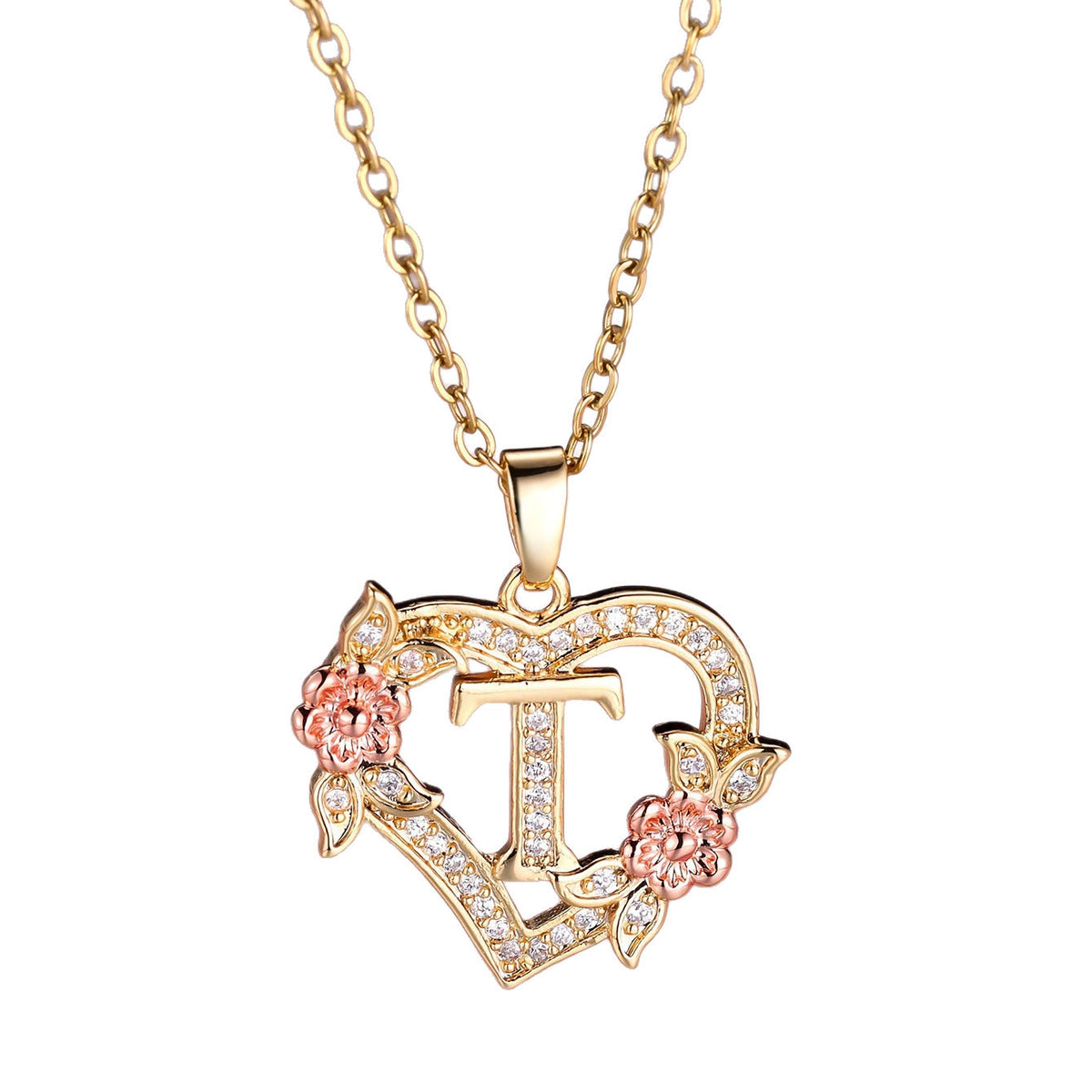 Personalized Necklace with an Initial in a Floral Design