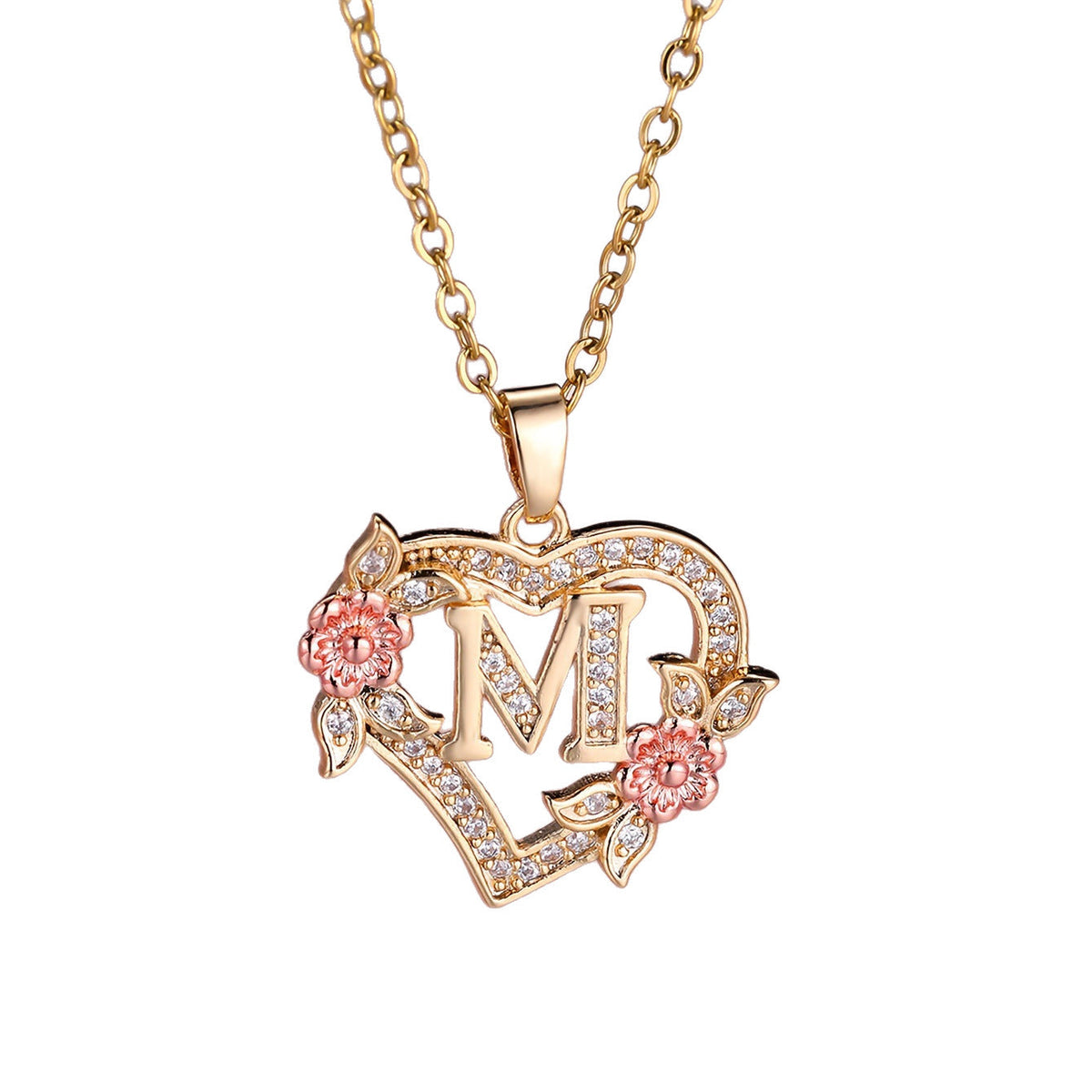 Personalized Necklace with an Initial in a Floral Design