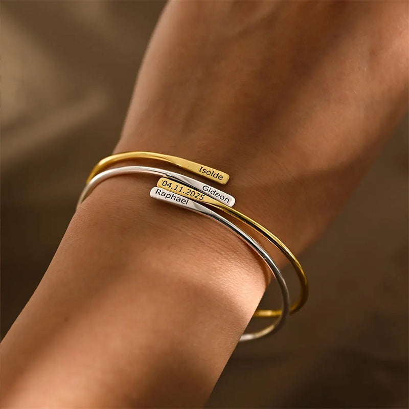 Personalized Engraved Bracelet – Names, Dates and Special Words, for Couples