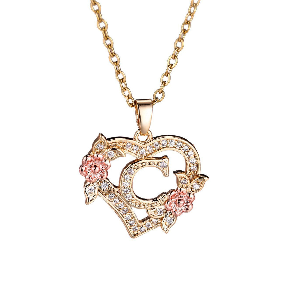 Personalized Necklace with an Initial in a Floral Design