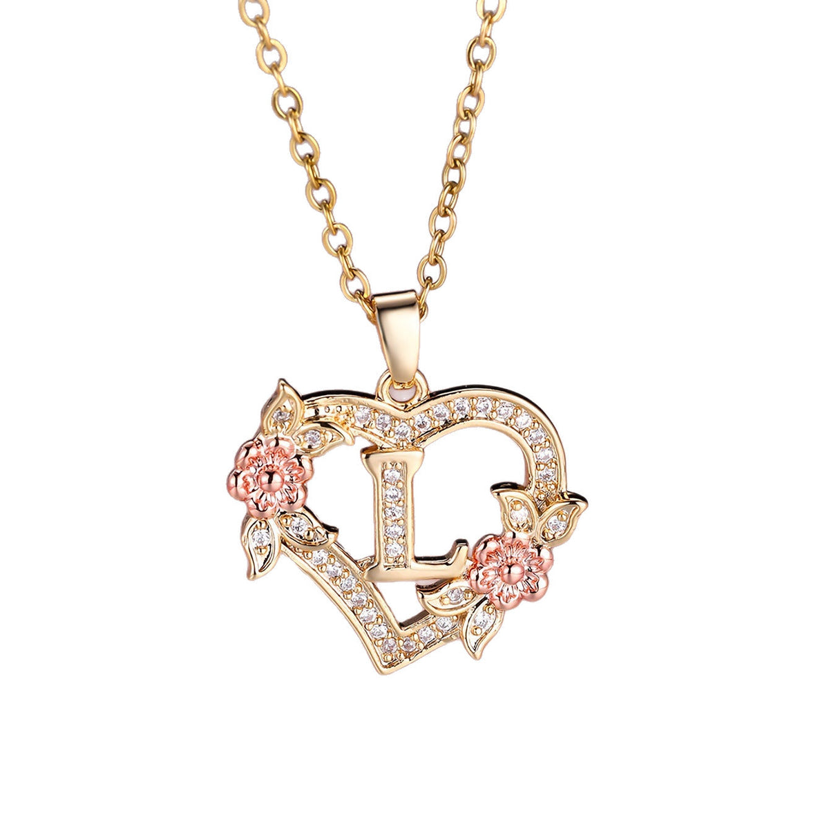 Personalized Necklace with an Initial in a Floral Design