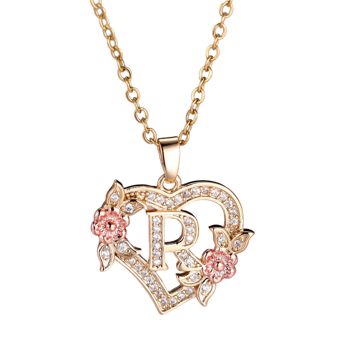 Personalized Necklace with an Initial in a Floral Design