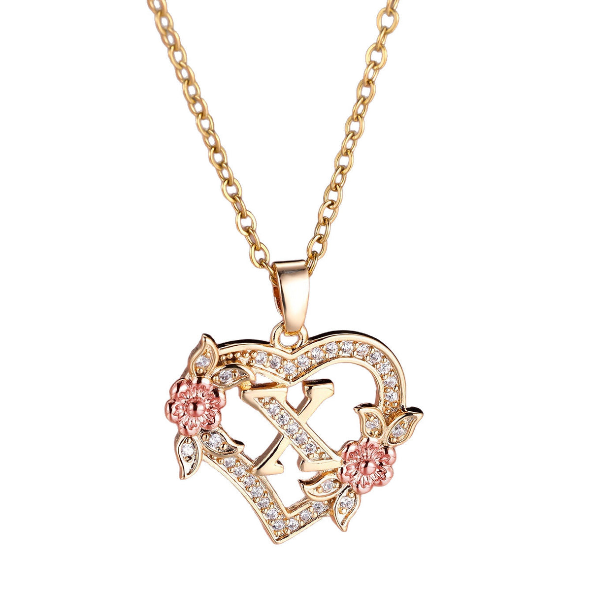 Personalized Necklace with an Initial in a Floral Design