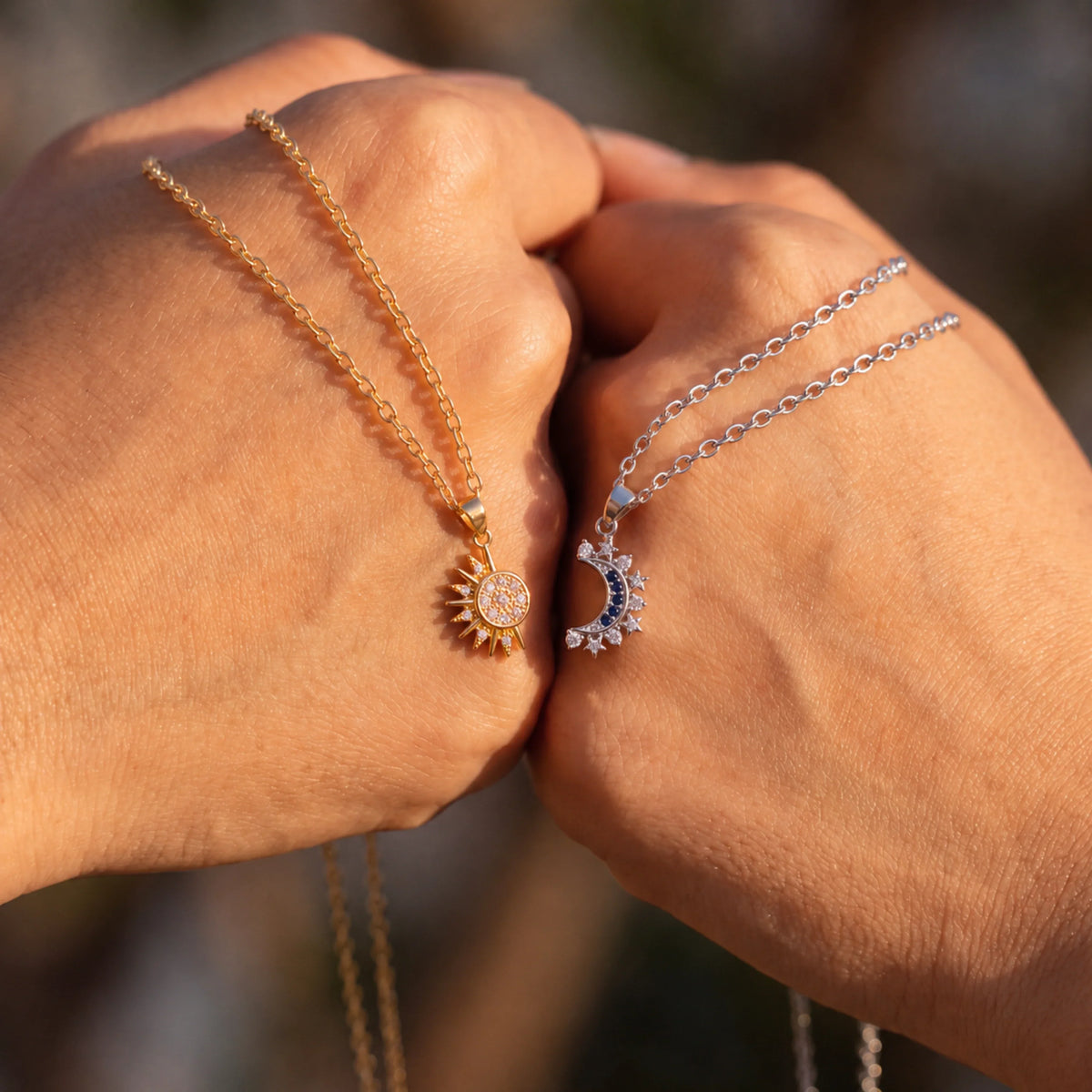 Sun and Moon Necklaces for Couples and Friends – Set of 2