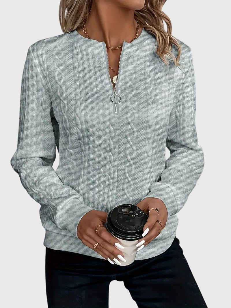 Ambretta | Women's Cozy Cable Knit Zip-Up Sweater