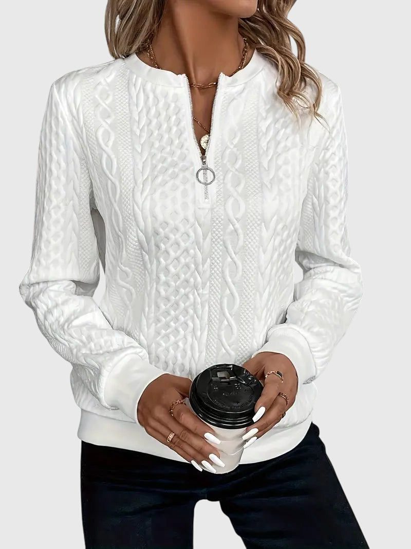 Ambretta | Women's Cozy Cable Knit Zip-Up Sweater