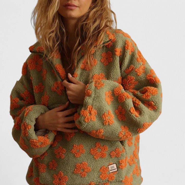 Briony | Floral Fleece Half-Zip Sweater for Women