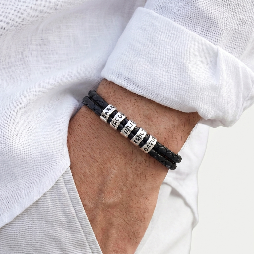 Men's Engraved Bracelet – Personalized Leather Bracelet
