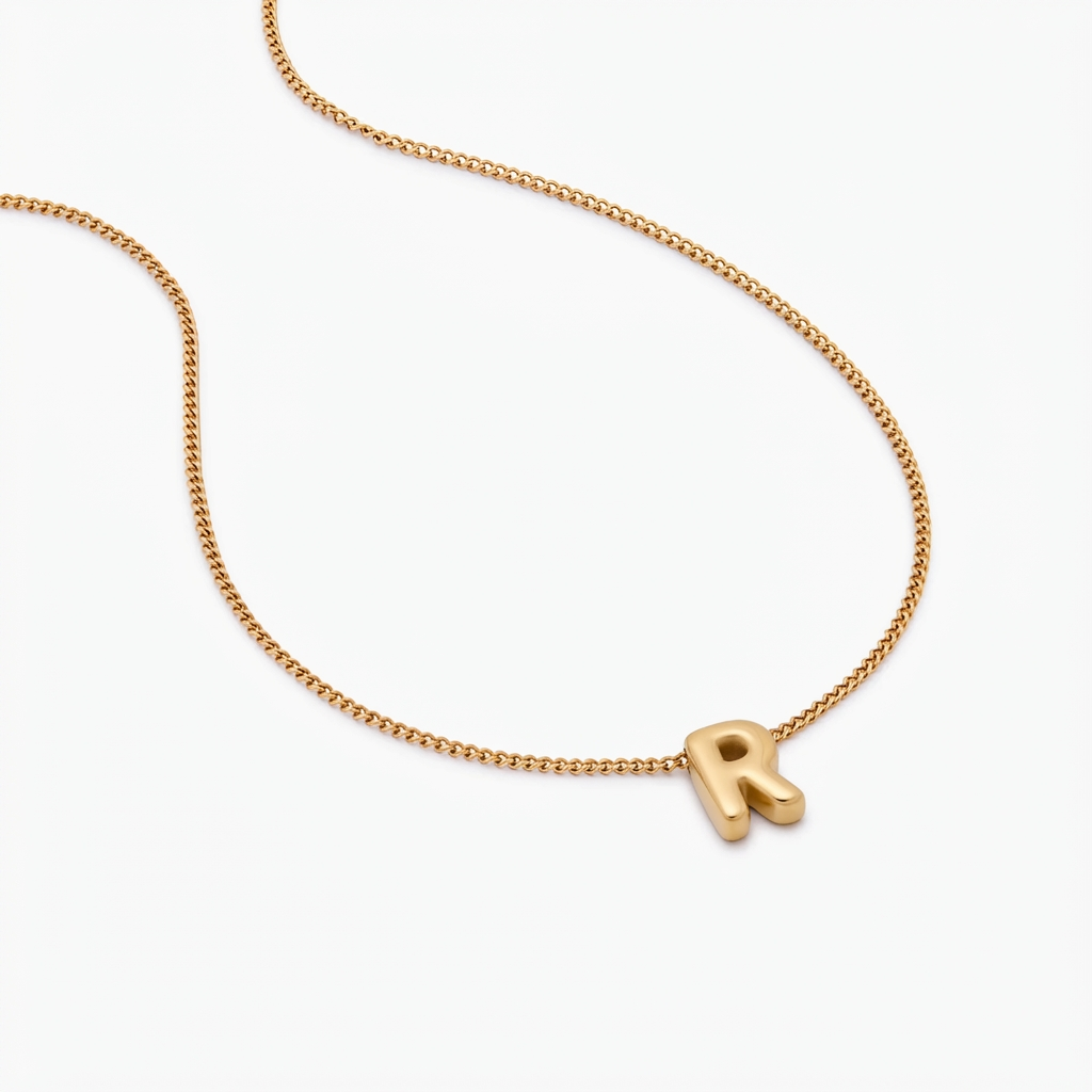 Bubble-shaped necklace with an initial pendant