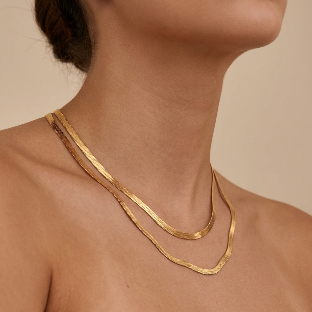 Flat snake chain necklace