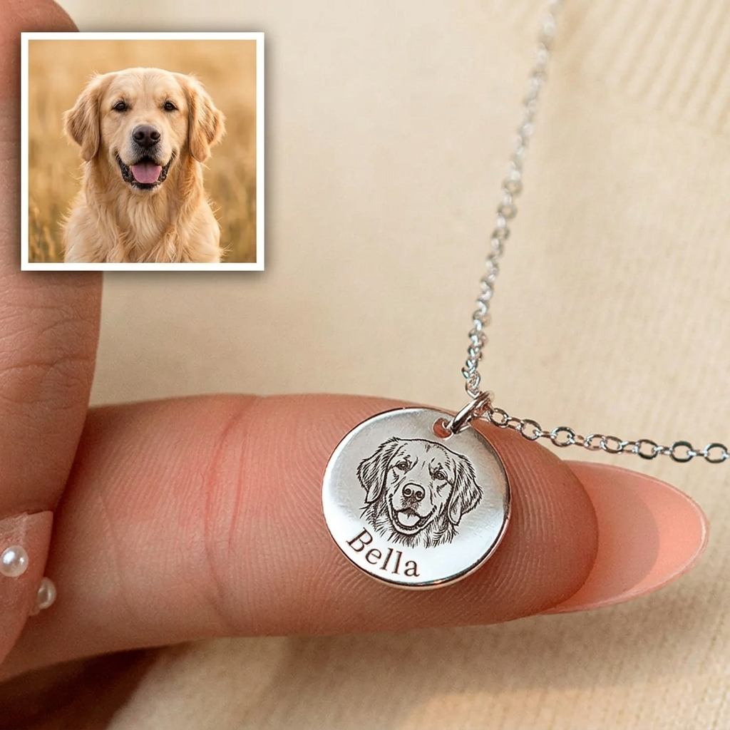 Engraved Pet Photo Necklace