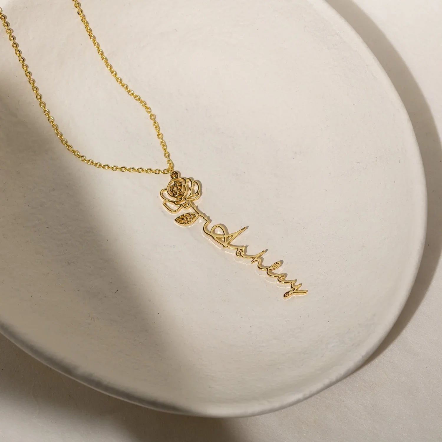 Personalized Name and Birth Flower Necklace