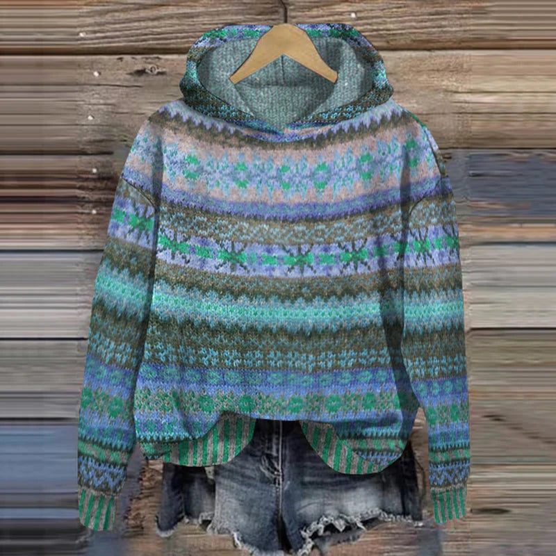 Eileen Women's Cozy Fair Isle Pullover Hoodie