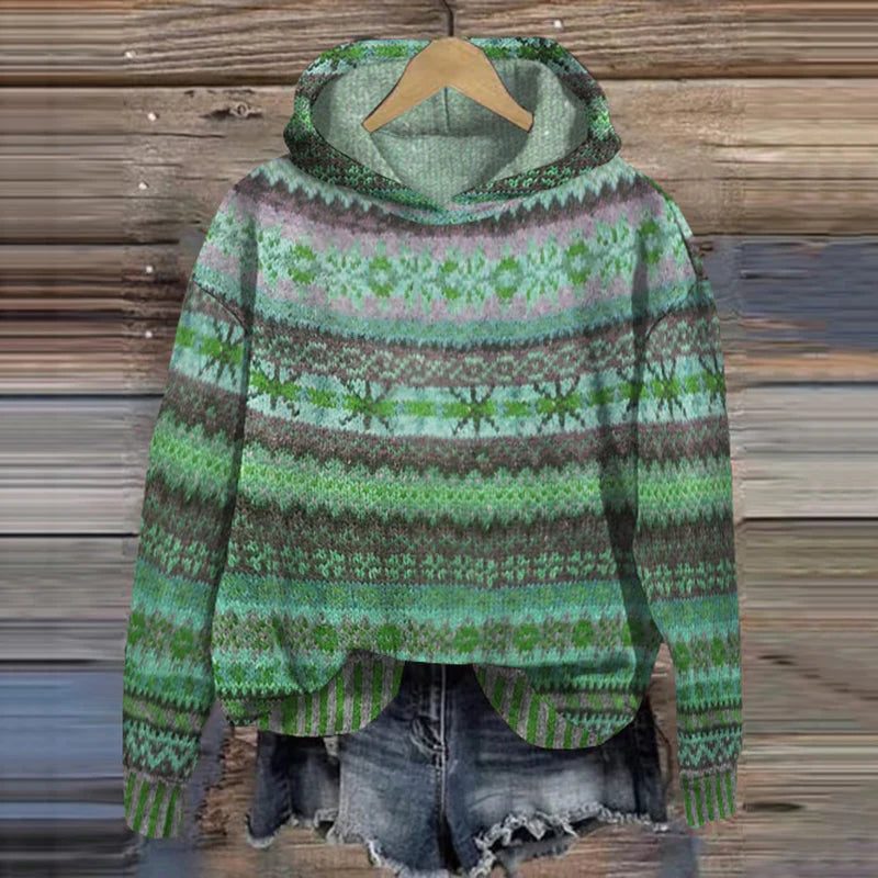 Eileen Women's Cozy Fair Isle Pullover Hoodie