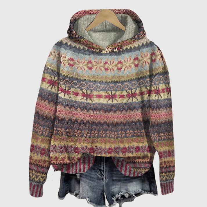 Eileen Women's Cozy Fair Isle Pullover Hoodie