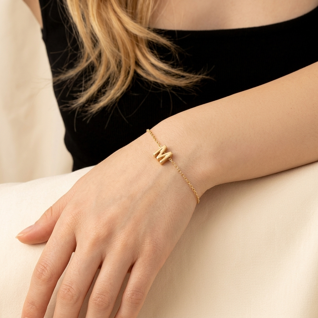 Gold-Plated Bracelet with Letter A-Z – Personalized Initial Jewelry