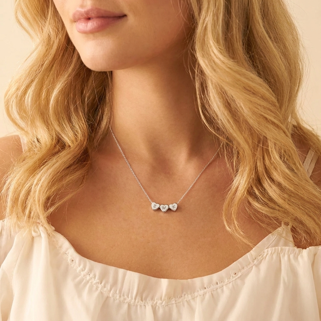 Personalized heart-shaped necklace with initials