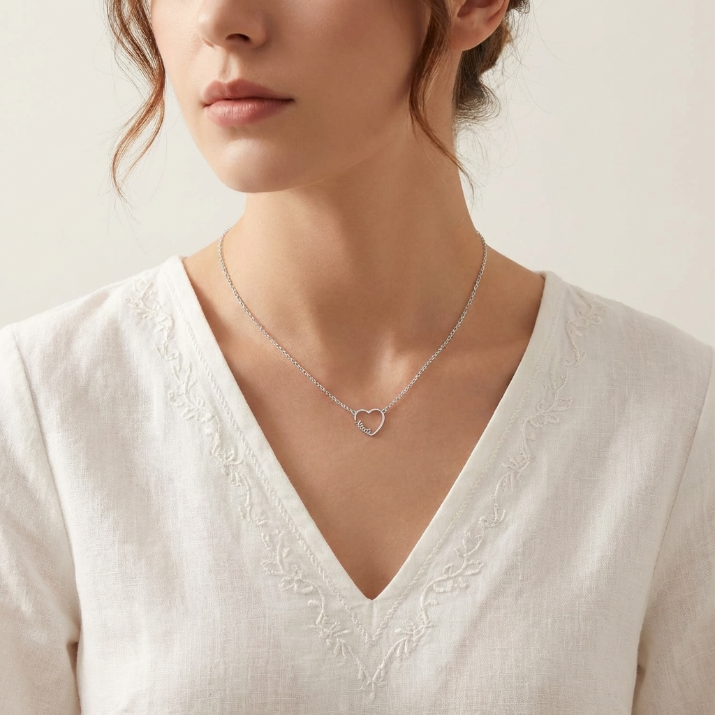 Personalized heart-shaped name necklace