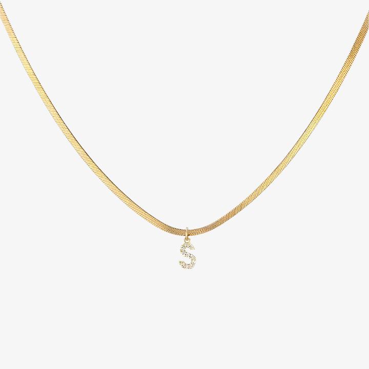 Necklace with Initial and Cubic Zirconia