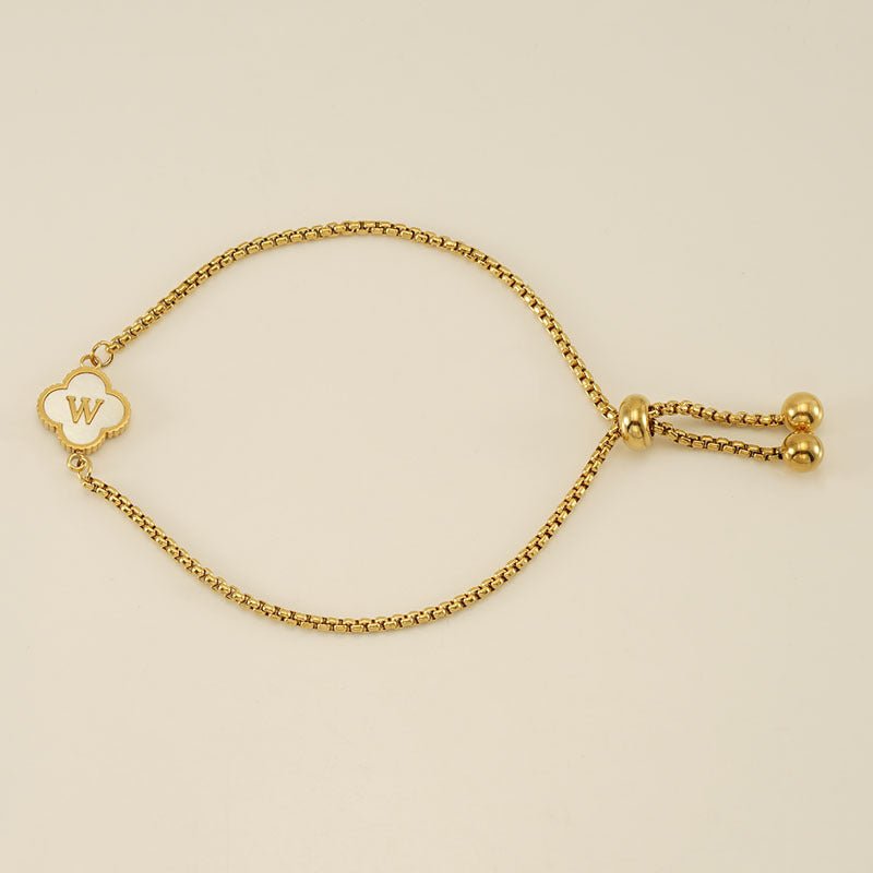 Bracelet with an Initial and a Clover