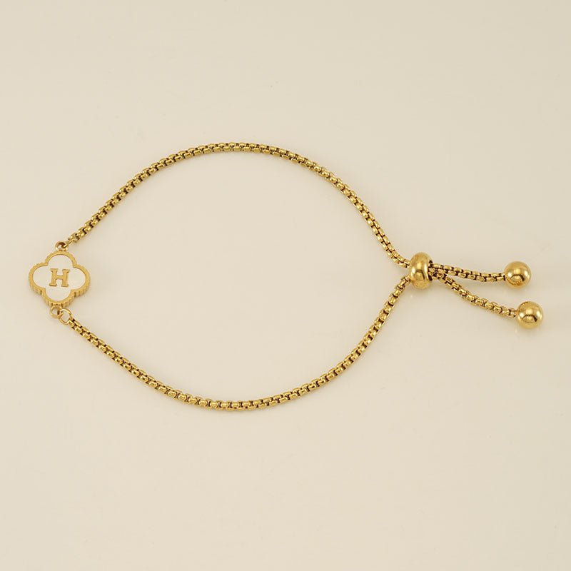 Bracelet with an Initial and a Clover
