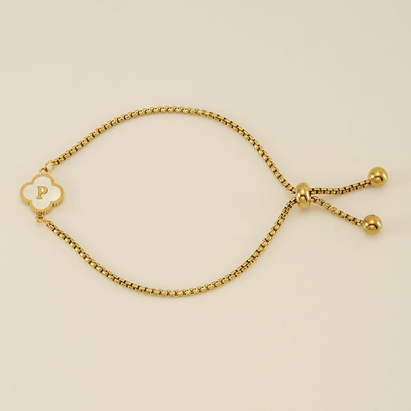 Bracelet with an Initial and a Clover