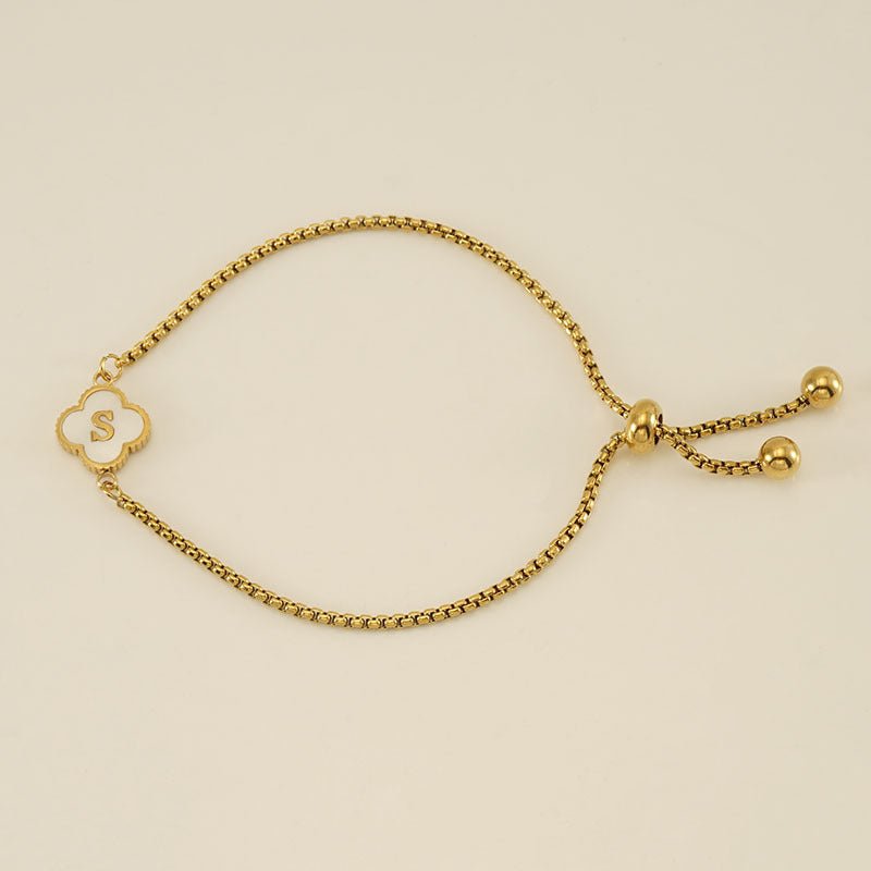 Bracelet with an Initial and a Clover