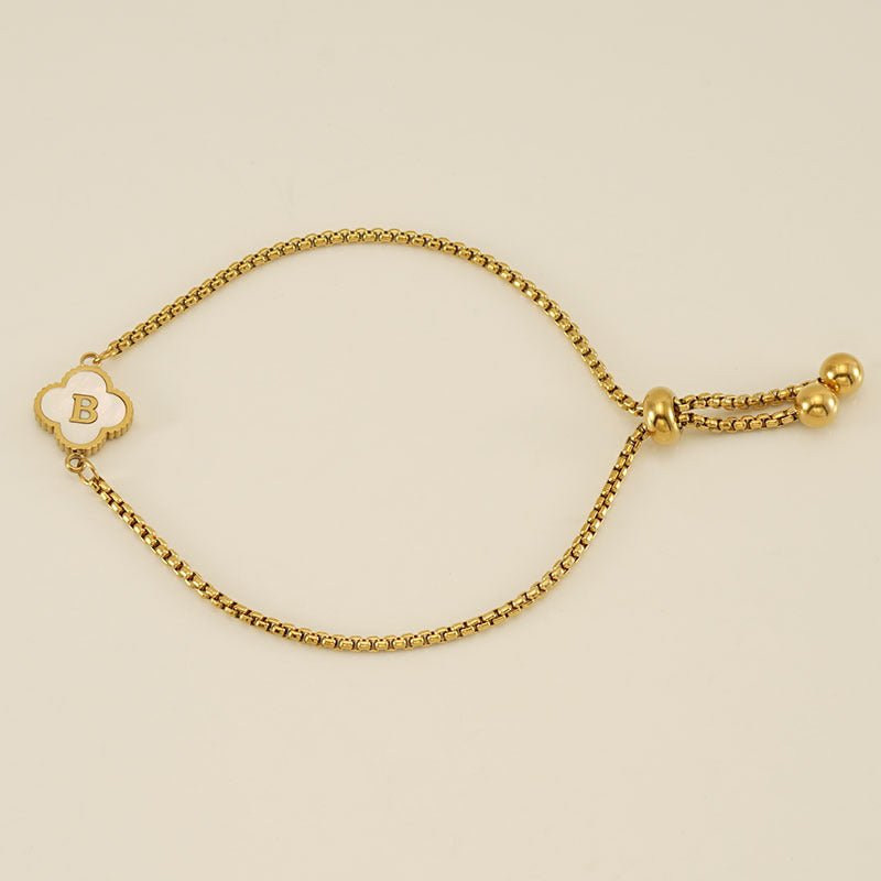 Bracelet with an Initial and a Clover