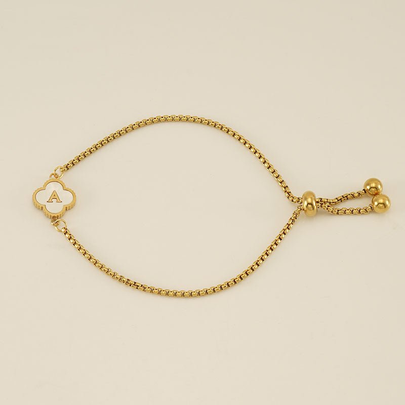 Bracelet with an Initial and a Clover