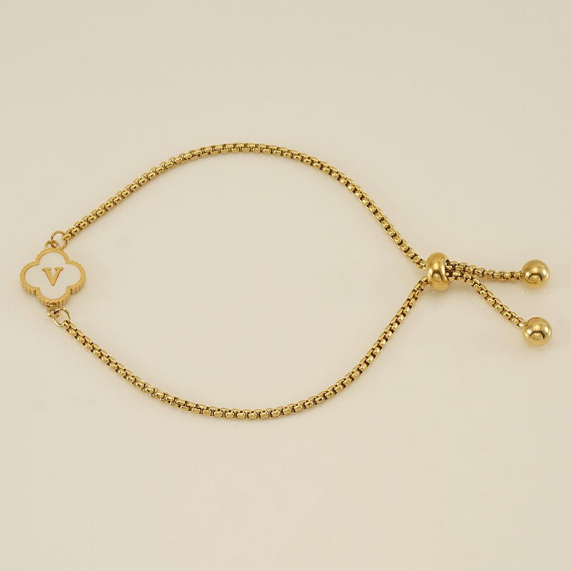 Bracelet with an Initial and a Clover