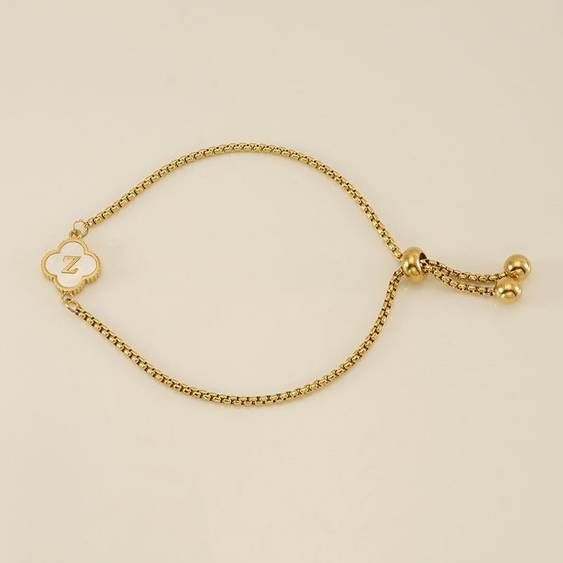 Bracelet with an Initial and a Clover