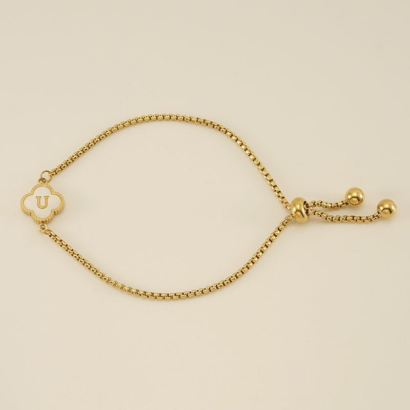 Bracelet with an Initial and a Clover