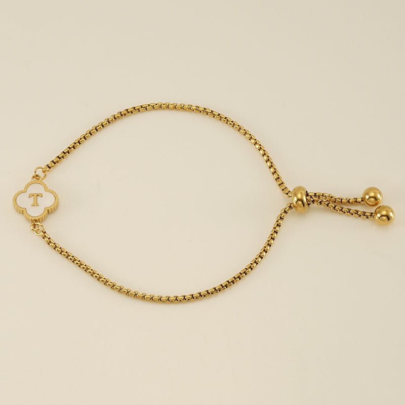 Bracelet with an Initial and a Clover