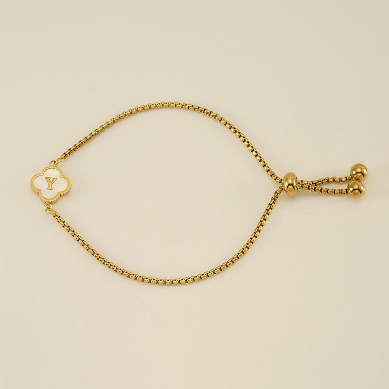 Bracelet with an Initial and a Clover