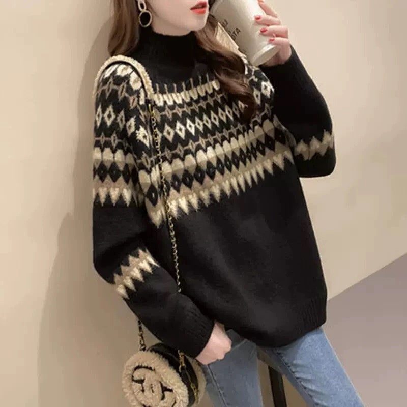 Klarissa | Women's Cozy Fair Isle Turtleneck Sweater