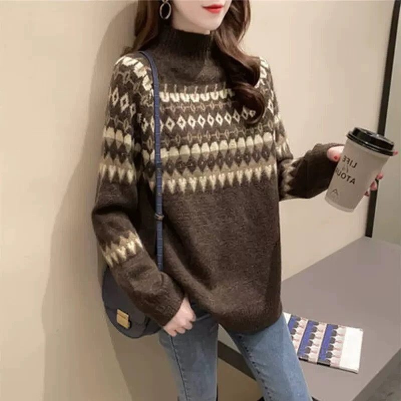 Klarissa | Women's Cozy Fair Isle Turtleneck Sweater