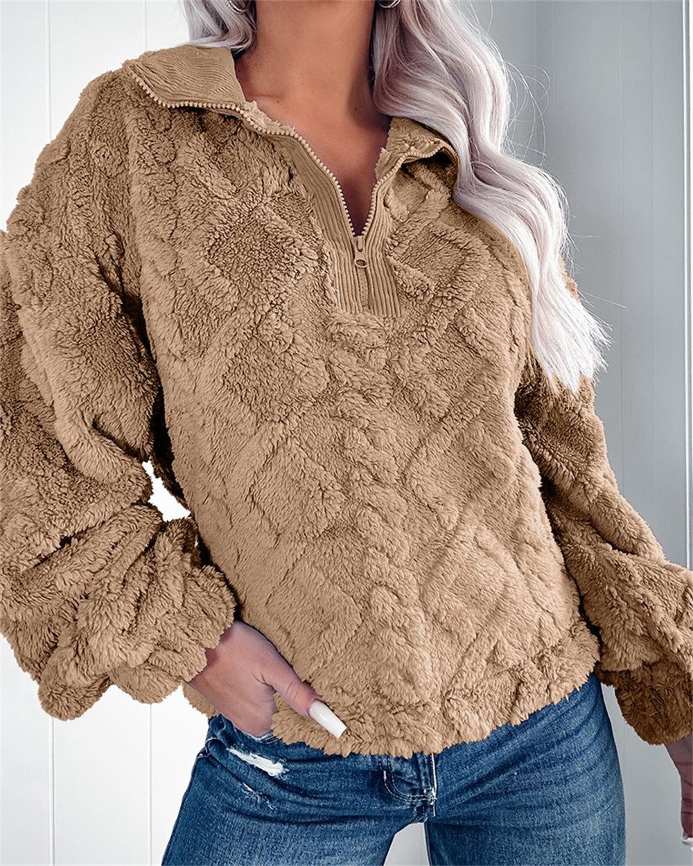 Larissa | Women's Cozy Fleece Quarter-Zip Pullover with Stand Collar