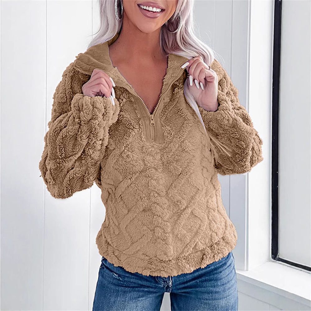 Larissa | Women's Cozy Fleece Quarter-Zip Pullover with Stand Collar