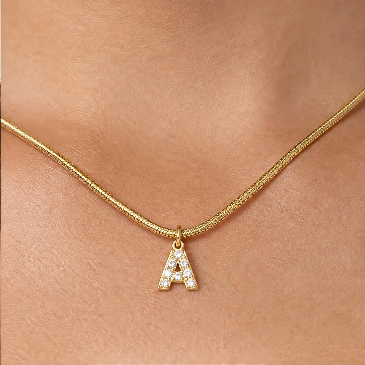 Necklace with Initial and Cubic Zirconia