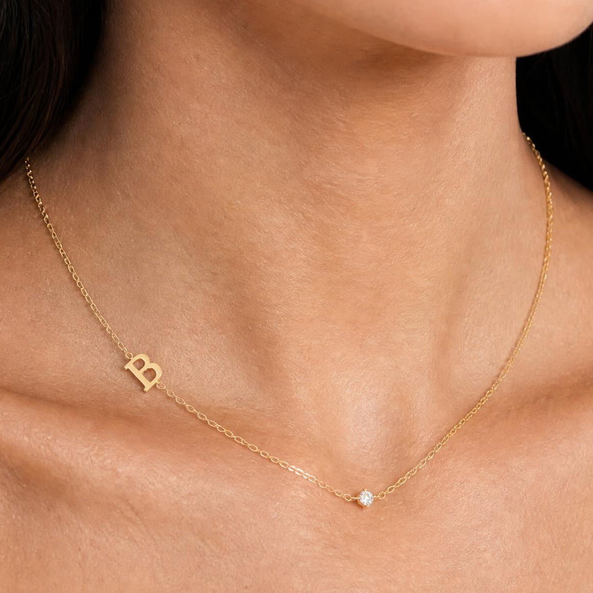 Initial Necklace with Cubic Zirconia